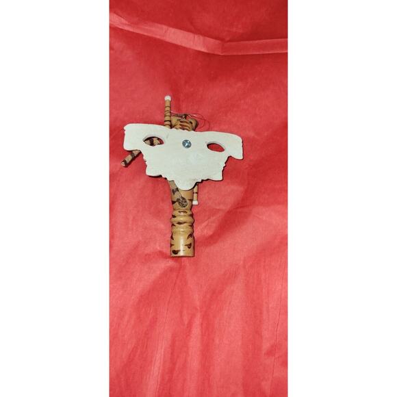 Vintage Folk Art Angel Wooden Jointed Arms Cat Hand Painted Christmas Ornament - Picture 5 of 5